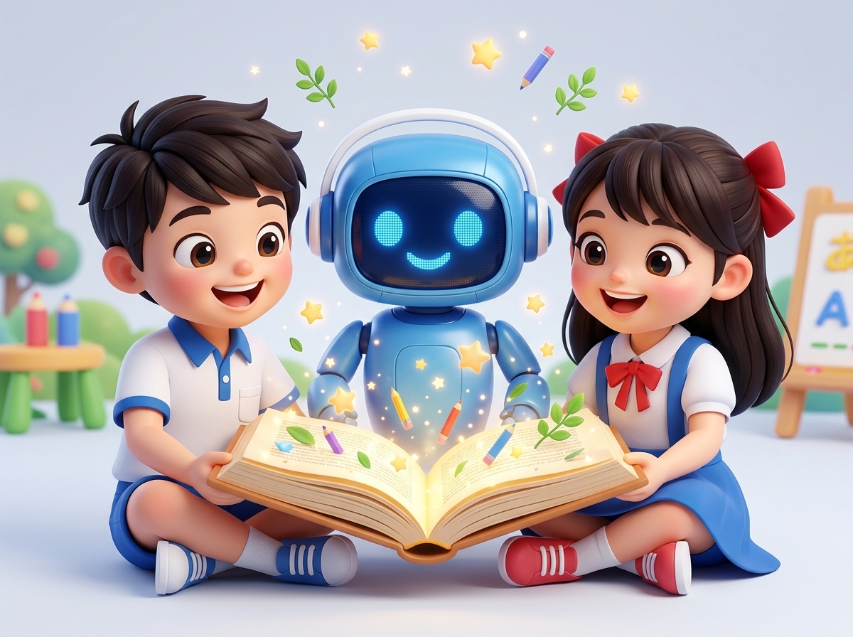 Học sinh và Robot AI cùng học Tiếng Việt